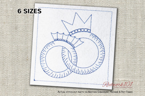 Crown Shaped Couple Rings Redwork Design Review