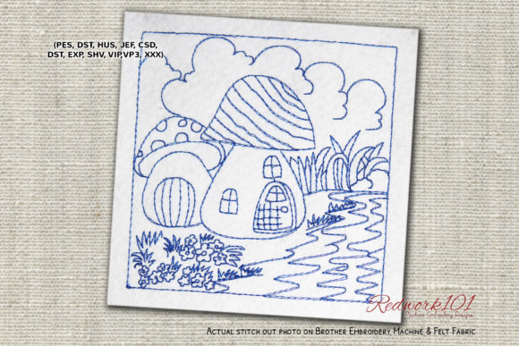 River Side Mushroom House Lineart Design Review