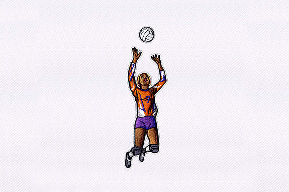 Volley Playing Woman Embroidery Design for Craft Fairs